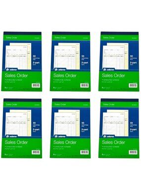 6 Pack Adams DC5805 Sales Order Books 2-Part Carbonless Duplicate 300 Sets Pro
